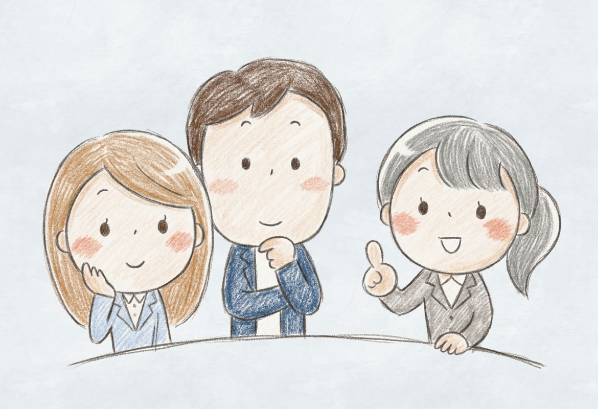 女性スタッフとお客様のイラスト