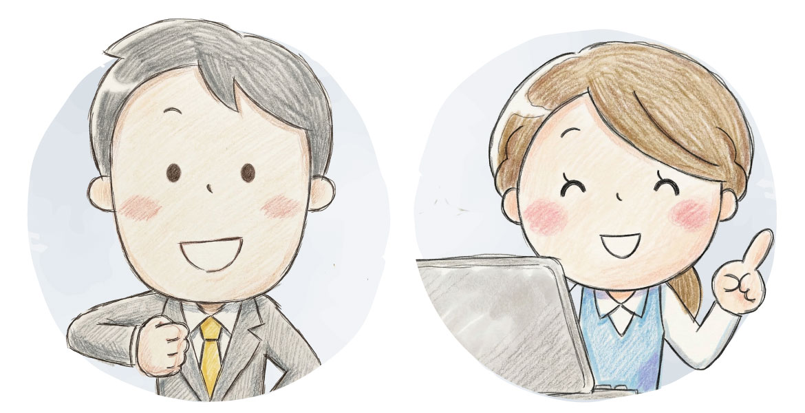 笑顔で働くスタッフのイラスト